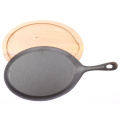 Oval Cast Iron Fajita Pan Set with Wood Serving